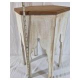 Vintage Wooden Corner Table – Distressed White Accent Side Table