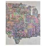 USA Map Word Art Canvas – City Names Typography Wall Art