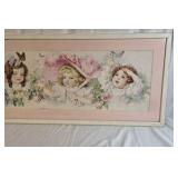 Vintage Framed Children Illustration Print – Victorian Style Pastel Artwork