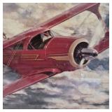 Vintage Aviation Poster – Red Biplane in Storm Sky Airplane Wall Art