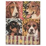 Vintage Dog & Owl Canvas Wall Art Set Hound Dogs Owl Rustic Decor