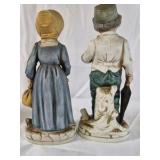 Hand Painted Ceramic Figurines Man Woman Couple