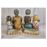 Vintage Porcelain Family Prayer Figurines Pair