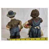 Farmer Couple Figurines Apples Country Folk Art Set