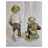 Hand Painted Ceramic Farmer & Woman Figurines