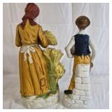 Hand Painted Figurines Woman and Man Harvest Scene