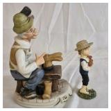 Hand Painted Figurine Man Cobbler Scene with Boy Figure