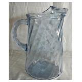 Blue Glass Pitcher with Lid