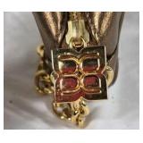Bronze Quilted Crossbody Bag with Chain Strap