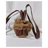 Franco Sarto Woven Straw and Leather Shoulder Bag