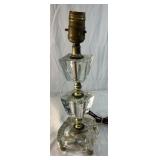 Glass Table Lamp with Brass Accents