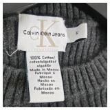 Calvin Klein Jeans Ribbed Sweater Women’s Medium Gray Long Sleeve Knit Top