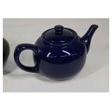 Blue Teapot and Black Ceramic Bowl
