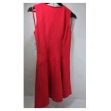 Lauren Ralph Lauren Red Sleeveless Dress Gold Zipper Fit Flare Style