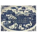 Sanyei Japan Blue and White Oval Platter with Box