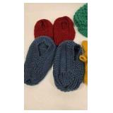 Lot of Knit Winter Accessories Hats Mittens Beret Mixed Colors Handmade Style