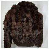 Vintage Women’s Genuine Rabbit Fur Jacket Brown Full Zip Coat Size M
