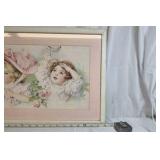 Vintage Framed Children Illustration Print – Victorian Style Pastel Artwork