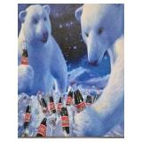 Coca-Cola Polar Bears Canvas Wall Art Pair Winter Scene Coke Decor