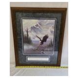 Vintage Bald Eagle Mountain Print Framed Wildlife Art Scripture Quote