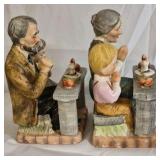 Vintage Porcelain Family Prayer Figurines Pair
