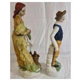 Hand Painted Figurines Woman and Man Harvest Scene