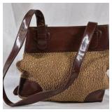 Franco Sarto Woven Straw and Leather Shoulder Bag