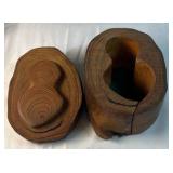Hand Carved Wooden Lidded Box
