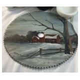 Assorted Vintage Glassware and Kitchenware – Ball Jar Milk Glass Painted Plate