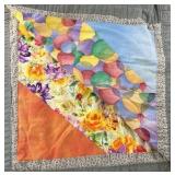 Patchwork Quilted Blanket with Floral and Color Block Design