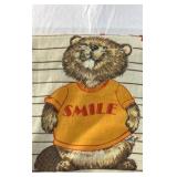 Vintage Teddy Bear Fabric Panel – Printed Cartoon Bear Pattern