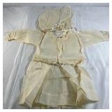 Tru Vintage Baby Outfit with Bonnet – Cream Embroidered Dress Set