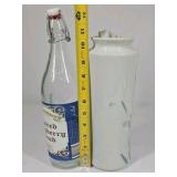 Ceramic Floral Vase and Glass Swing Top Bottle