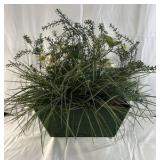 Artificial Floral Arrangement White Flowers Greenery in Decorative Planter