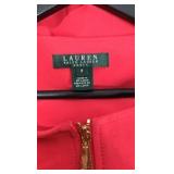 Lauren Ralph Lauren Red Sleeveless Dress Gold Zipper Fit Flare Style