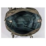 Coach Signature Patent Leather Satchel Handbag Metallic Gray Shoulder Bag
