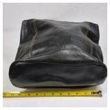Black Leather Shoulder Bag Purse Zip Top