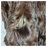 Vintage Women’s Genuine Rabbit Fur Jacket Brown Full Zip Coat Size M