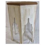 Vintage Wooden Corner Table – Distressed White Accent Side Table