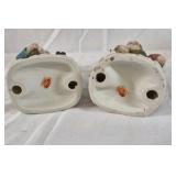Vintage Porcelain Farmer Couple Figurines Japan Hand Painted Set