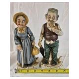 Hand Painted Ceramic Figurines Man Woman Couple