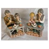 Vintage Porcelain Family Prayer Figurines Pair