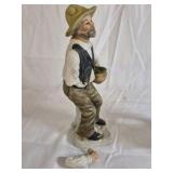 Hand Painted Ceramic Farmer & Woman Figurines