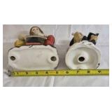 Hand Painted Ceramic Blacksmith and Seated Man Figurines