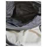 Black Faux Leather Handbag with Buckle Pockets