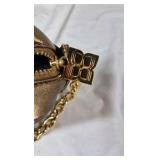 Bronze Quilted Crossbody Bag with Chain Strap