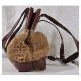 Franco Sarto Woven Straw and Leather Shoulder Bag