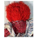 Vintage Raggedy Ann Cloth Doll – Red Yarn Hair Blue Stripe Dress
