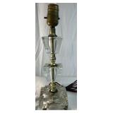 Glass Table Lamp with Brass Accents