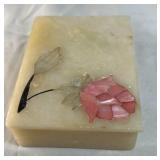 Stone Inlay Trinket Box – Floral Lid Design Made in India